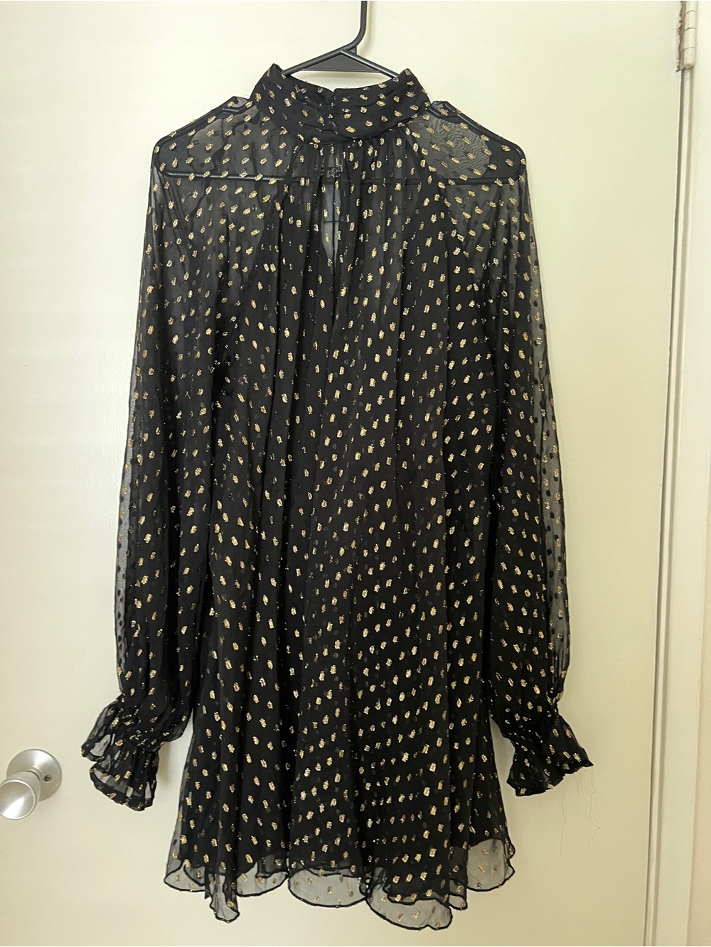 ASOS Design Sheer Black & Gold Dress